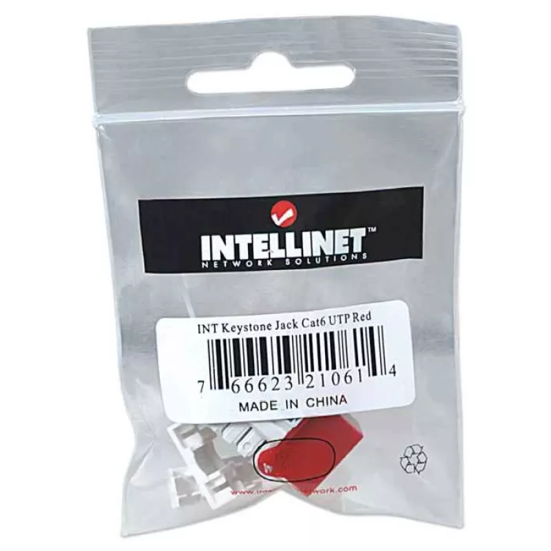 Intellinet Keystone Jack, Cat6, UTP, Punch-down, Raudonas