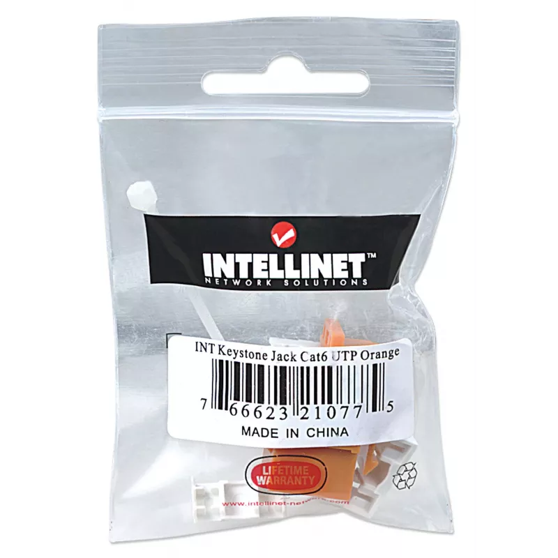 Intellinet Keystone Jack, Cat6, UTP, Punch-down, Oranžinė
