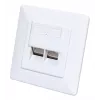 Intellinet 2 prievadų Cat6 10G ekranuota RJ45 sieninė plokštė su dangteliu, STP, signalinė balta RAL9003