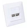Intellinet 2 prievadų Cat6 10G ekranuota RJ45 sieninė plokštė su dangteliu, STP, signalinė balta RAL9003