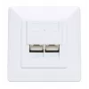 Intellinet 2 prievadų Cat6 10G ekranuota RJ45 sieninė plokštė su dangteliu, STP, signalinė balta RAL9003