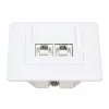 Intellinet 2 prievadų Cat6 10G ekranuota RJ45 sieninė plokštė su dangteliu, STP, signalinė balta RAL9003