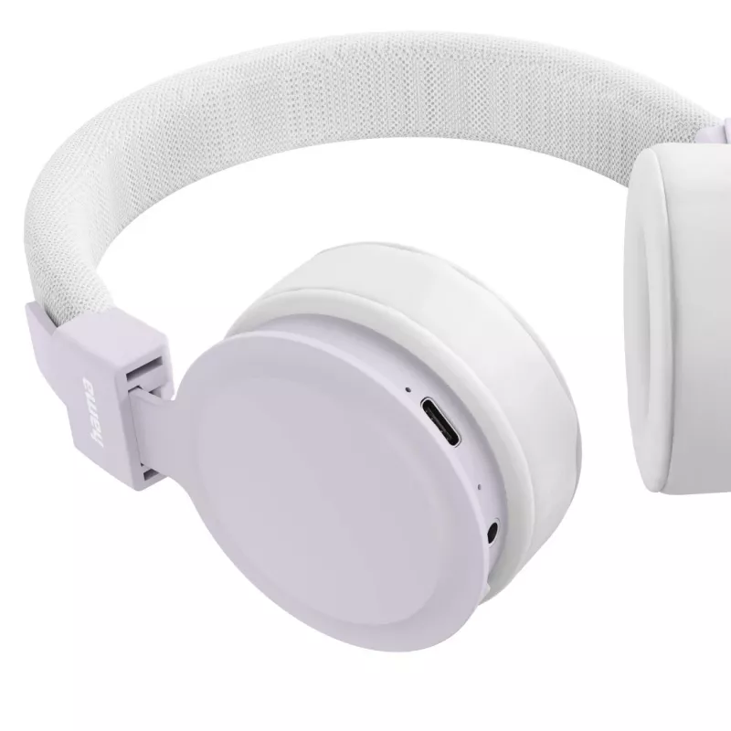 Hama Freedom Lit III belaidės ausinės ant ausų, Bluetooth, USB-C, alyvinė/balta