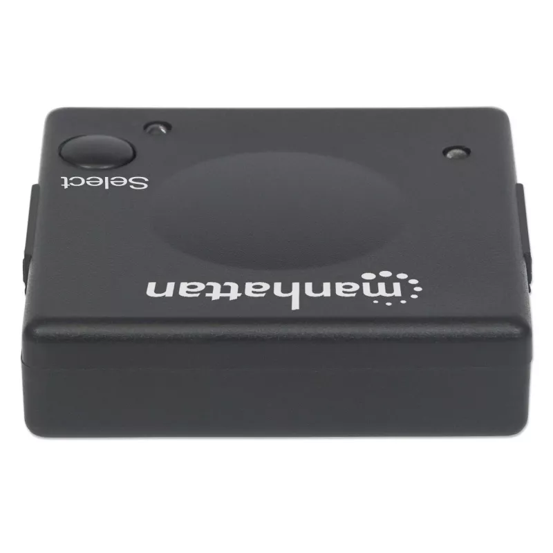 Manhattan HDMI jungiklis 2 prievadai, 1080p, jungia 2x HDMI šaltinius prie 1x ekrano, automatinis ir rankinis perjungimas (mygtuku), nereikalingas išorinis maitinimas, juodas, trejų metų garantija