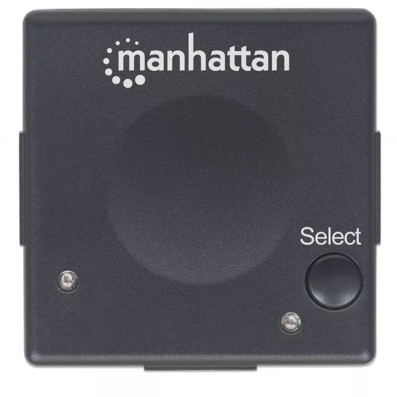 Manhattan HDMI jungiklis 2 prievadai, 1080p, jungia 2x HDMI šaltinius prie 1x ekrano, automatinis ir rankinis perjungimas (mygtuku), nereikalingas išorinis maitinimas, juodas, trejų metų garantija