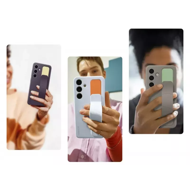 Dėklas Samsung Galaxy S24 šviesiai mėlynas monochromatinis su stovu