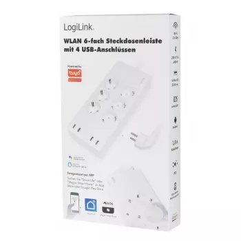 LogiLink Wi-Fi išmanusis kištukinis lizdas 6x CEE 7/3 4x USB