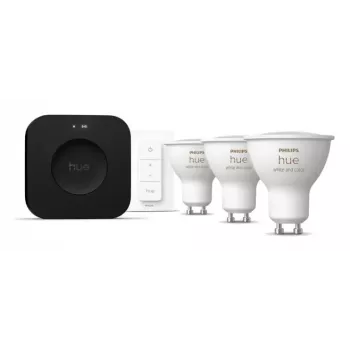 Philips Hue White and colour ambience pradinis rinkinys: 3 GU10 lemputės + reguliatorius + Bridge Pro