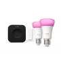 Philips Hue White and colour ambience pradinis rinkinys: 2 E27 išmaniosios lemputės + reguliatorius + Bridge Pro