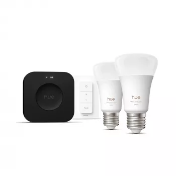 Philips Hue White and colour ambience pradinis rinkinys: 2 E27 išmaniosios lemputės + reguliatorius + Bridge Pro