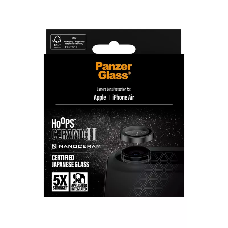 PanzerGlass Hoops Ceramic II fotoaparato objektyvo apsauga iPhone Air, juoda