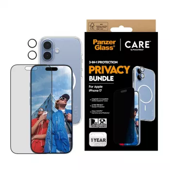 Apsauginis dėklas PanzerGlass Case CARE su privatumo funkcija, 3-in-1, skirtas iPhone 17