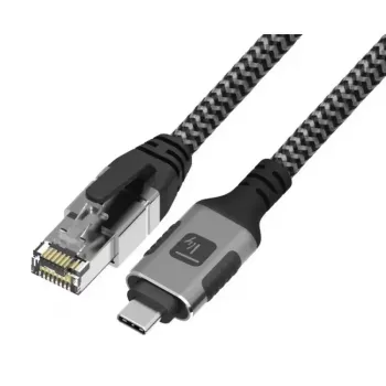 Tinklo kabelis TECHLY USB-C į Gigabit Ethernet RJ45, Cat6, 3 m, USB 3.2 Gen 1, F/UTP, juodas