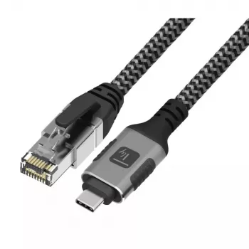 Tinklo kabelis TECHLY USB-C į Gigabit Ethernet RJ45, Cat6, 3 m, USB 3.2 Gen 1, F/UTP, juodas