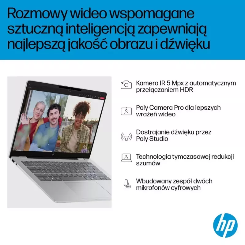 HP OmniBook 7 AI 14-fr0003nw nešiojamasis kompiuteris, 14" 2K OLED, Intel Core Ultra 5 225U, 16 GB, 512 GB SSD, Windows 11 Pro