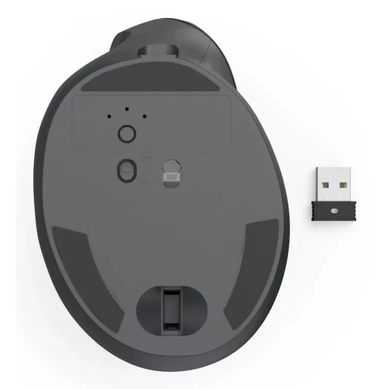 Hama 00173093 EWM-600L ergonomiška vertikali pelė, kairiarankiams, belaidė 2,4 GHz + Bluetooth, kelių įrenginių, optinė 1600 DPI, įkraunama, juoda
