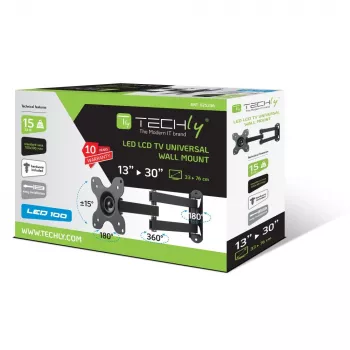 Techly sieninis laikiklis LCD LED 13-30 colių pakreipiamas 2 jungtys juodas ICA-LCD 923B