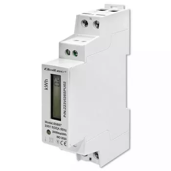 Vienfazis elektros energijos skaitiklis QOLTEC 50887 1 fazė 230 V LCD plonas