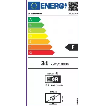 34 colių LG 34U601SA-W lenktas LCD monitorius 3440×1440 Dual WQHD, 5 ms, USB šakotuvas, garsiakalbiai, VESA, baltas