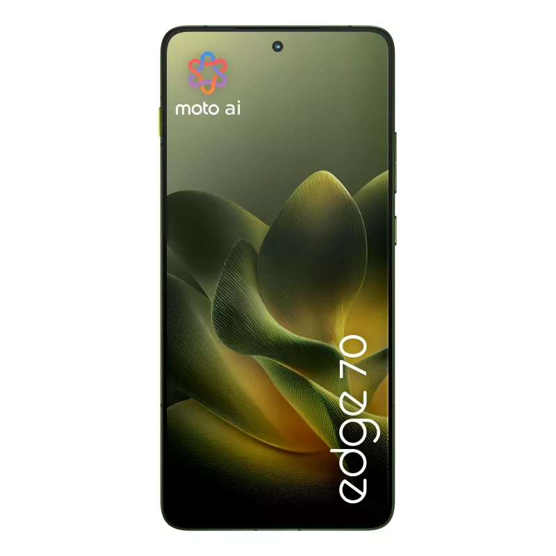 Išmanusis telefonas Motorola edge 70 — 6,7 colio P-OLED, Snapdragon 7 Gen 4, 12 GB RAM, 512 GB, Dual SIM, 4800 mAh, žalias, IP68/IP69