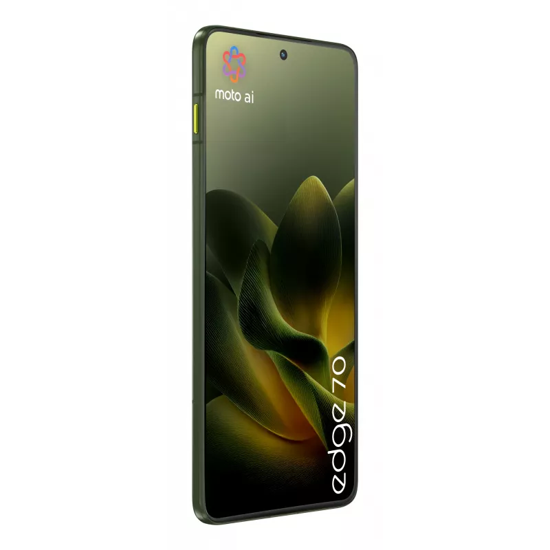 Išmanusis telefonas Motorola edge 70 — 6,7 colio P-OLED, Snapdragon 7 Gen 4, 12 GB RAM, 512 GB, Dual SIM, 4800 mAh, žalias, IP68/IP69