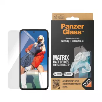 PanzerGlass ® ECO MATRIX ekrano apsauga Samsung Galaxy A55 5G | Ultra-Wide Fit su AlignerKit
