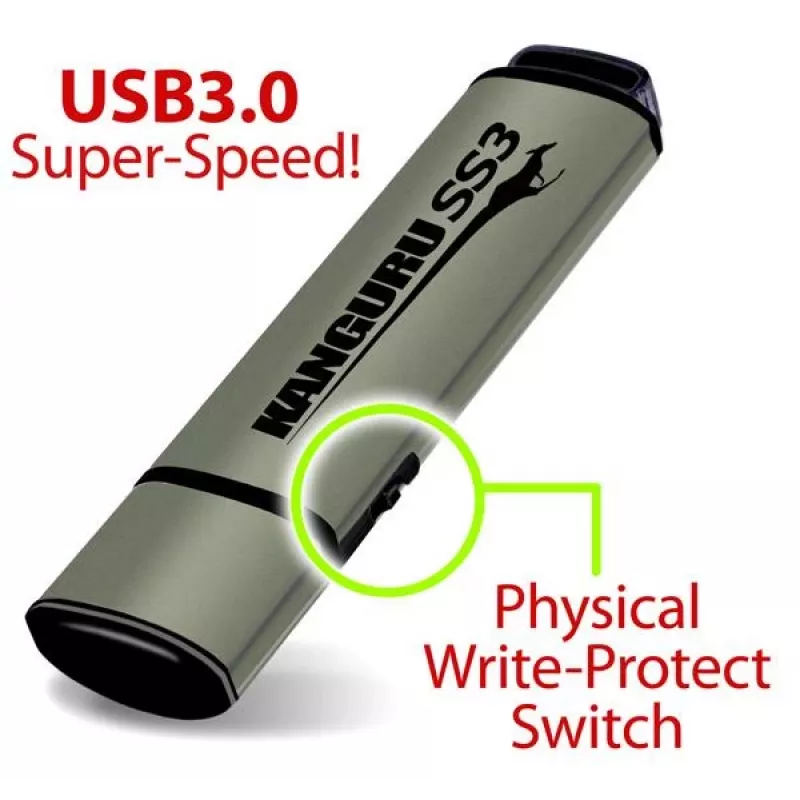 Kanguru SS3 SuperSpeed USB3.0 64GB apsaugotas atmintukas su fiziniu rašymo blokavimu