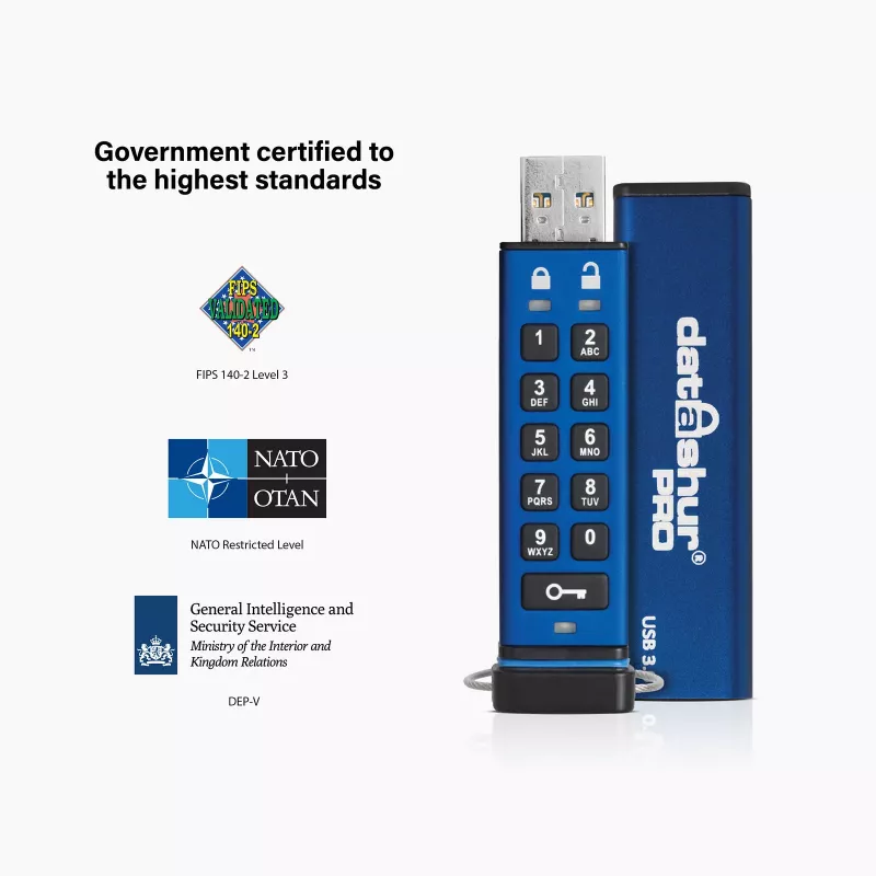 iStorage datAshur PRO 256 bit 32 GB USB 3.0 saugus šifruotas atmintukas IS-FL-DA3-256-32