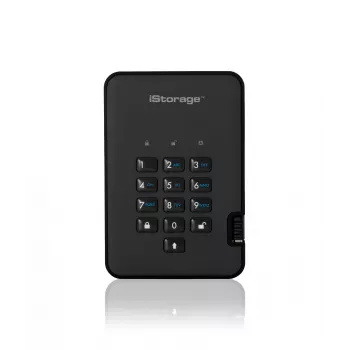 iStorage diskAshur² HDD 500GB Juoda | Saugus nešiojamas kietasis diskas | AES-XTS 256 bitų aparatinė šifracija | PIN apsauga | Nuo OS ir platformos nepriklausomas | TAA atitikmuo | Apsauga nuo brutalių atakų | Atsparus dulkėms/vandeniui