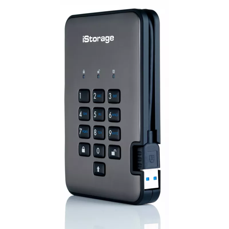 iStorage diskAshur PRO2 2TB USB 3.2 IS-DAP2-256-2000-C-G kietasis diskas su aparatiniu šifravimu