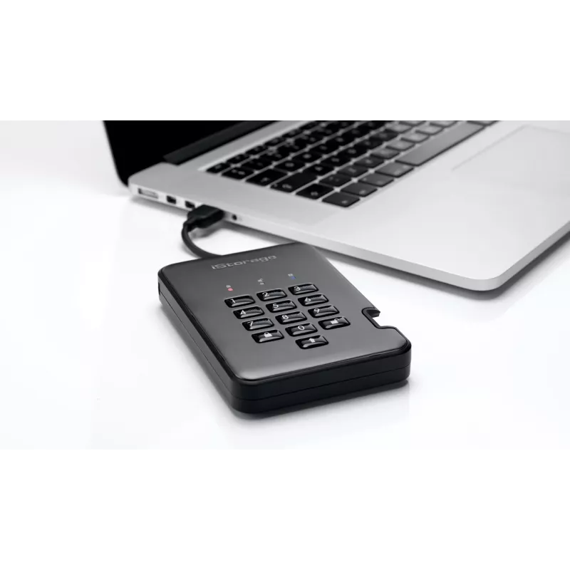 iStorage diskAshur PRO2 2TB USB 3.2 IS-DAP2-256-2000-C-G kietasis diskas su aparatiniu šifravimu