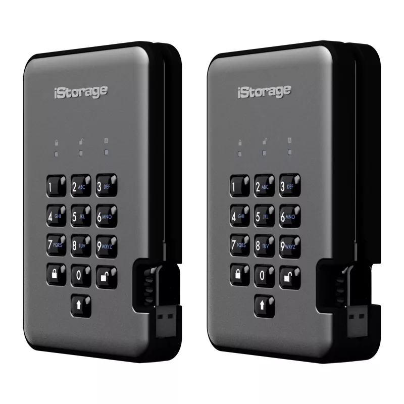 iStorage diskAshur PRO2 2TB USB 3.2 IS-DAP2-256-2000-C-G kietasis diskas su aparatiniu šifravimu