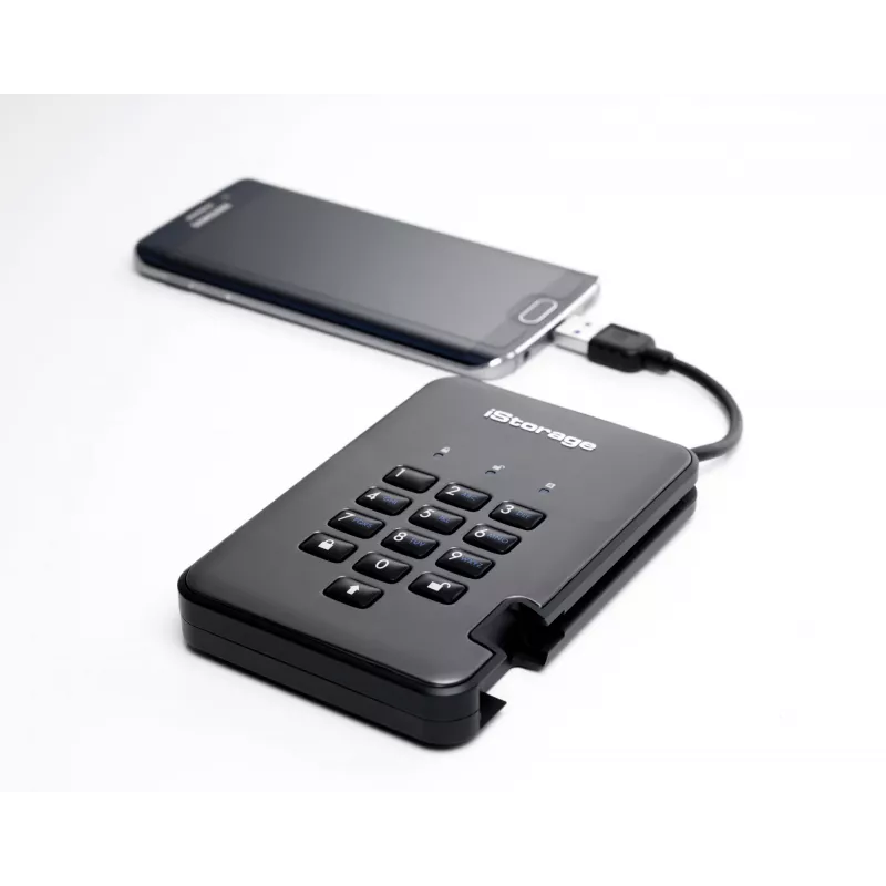 iStorage diskAshur PRO2 2TB USB 3.2 IS-DAP2-256-2000-C-G kietasis diskas su aparatiniu šifravimu