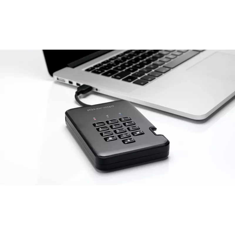 iStorage diskAshur PRO2 2TB USB 3.2 IS-DAP2-256-2000-C-G kietasis diskas su aparatiniu šifravimu