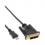 InLine Mini-HDMI į DVI laidas, Mini HDMI C kištukas į DVI 18+1 kištuką, paauksuoti kontaktai, 2 m