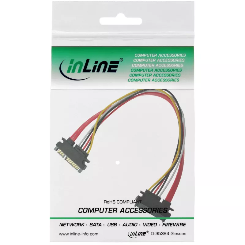 InLine SATA duomenų + maitinimo laidas SATA 6Gb/s kištukas / lizdas 0,50 m