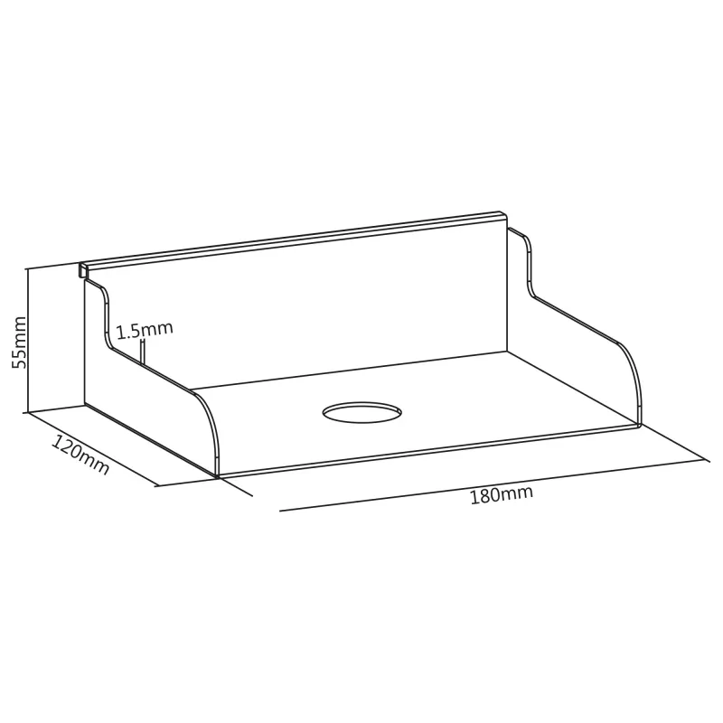 InLine Slatwall Shelf small white 180mm x 120mm x 55mm