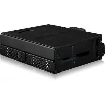 „Icy Dock ToughArmor MB105VP-B“ – U.2 į SlimSAS NVMe adapterio korpusas, PCIe 4.0, 2x 2,5 colio diskams, 1x 5,25 colio lizdas