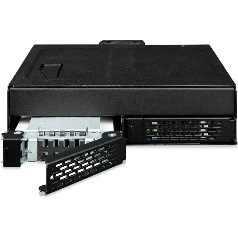 „Icy Dock ToughArmor MB105VP-B“ – U.2 į SlimSAS NVMe adapterio korpusas, PCIe 4.0, 2x 2,5 colio diskams, 1x 5,25 colio lizdas
