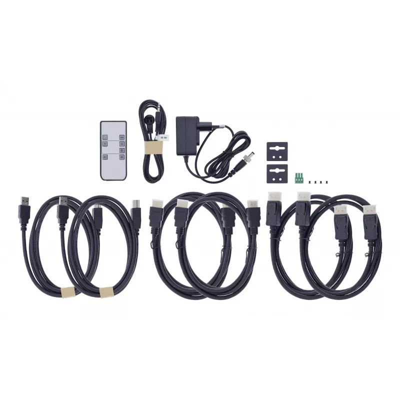 InLine 57885G InLine KVM perjungiklis, 2 kanalų, HDMI ir DP, dviejų monitorių, 4K60Hz, USB šakotuvas, juodas