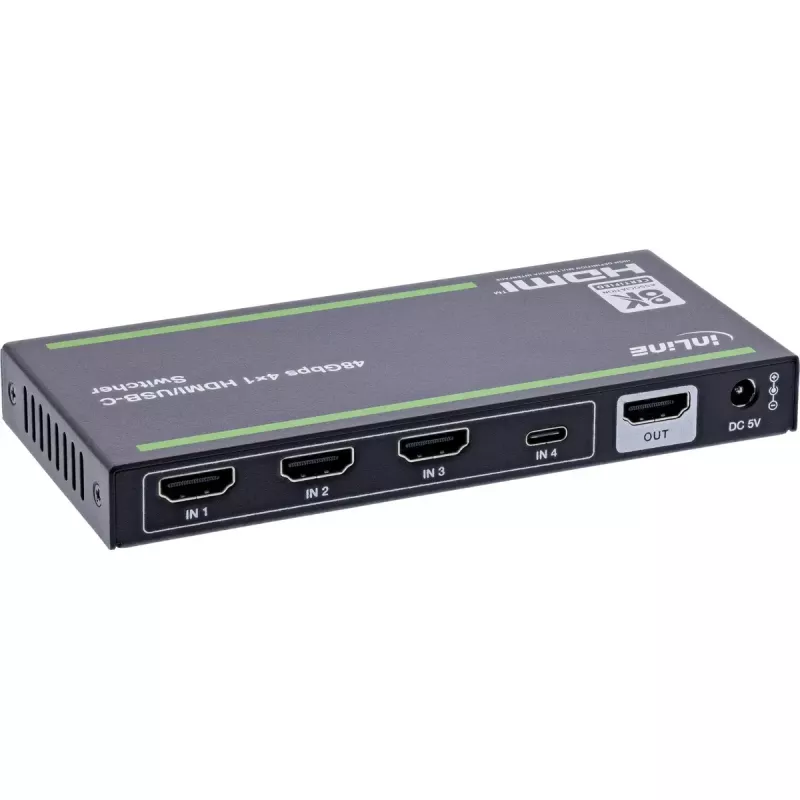 InLine 57885B vaizdo jungiklis HDMI su USB-C