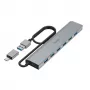 Hama 00200137 USB šakotuvas, 7 lizdai, USB 3.2 Gen 1, 5 Gbit/s, įskaitant USB-C adapterį ir maitinimo adapterį, aliuminio korpusas
