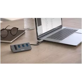 Hama 00200140 USB 3.2 Gen 1 tipo-A dokų stotelė / prievadų replikatorius, anglies pilka, juoda