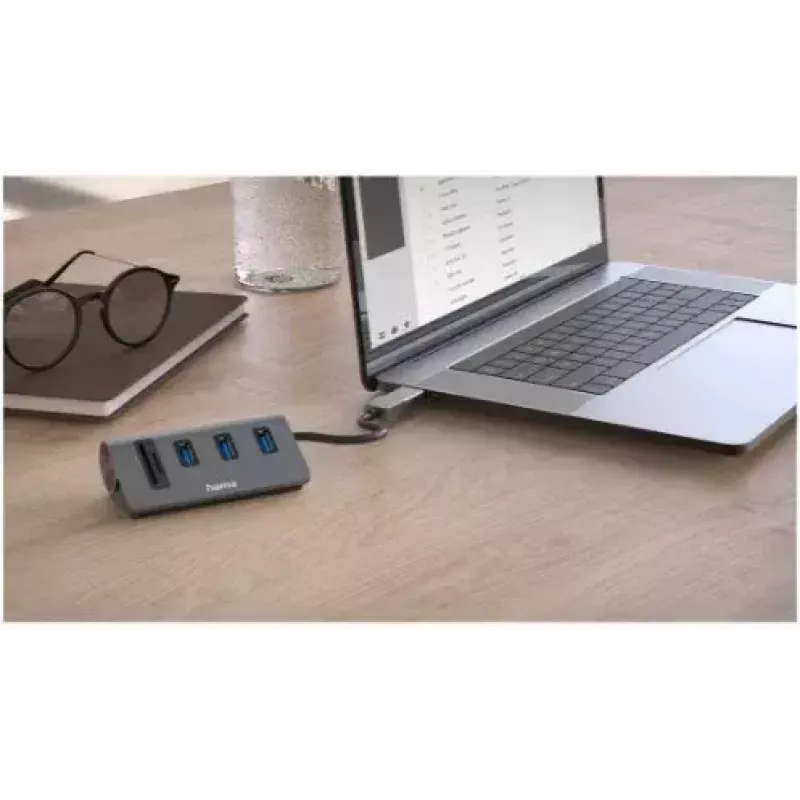 Hama 00200140 USB 3.2 Gen 1 tipo-A dokų stotelė / prievadų replikatorius, anglies pilka, juoda