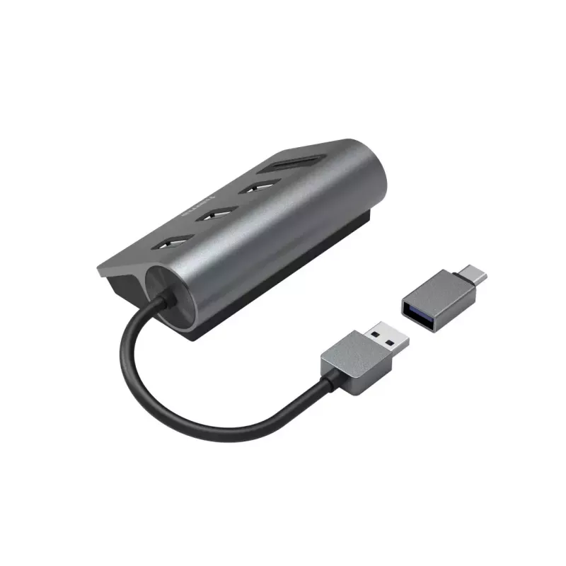 Hama 00200140 USB 3.2 Gen 1 tipo-A dokų stotelė / prievadų replikatorius, anglies pilka, juoda