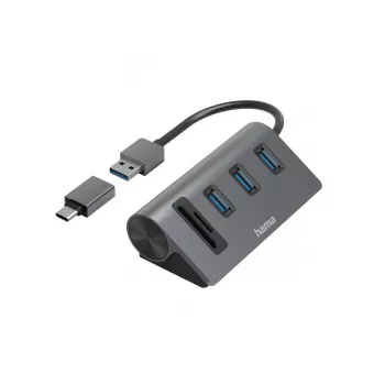 Hama 00200140 USB 3.2 Gen 1 tipo-A dokų stotelė / prievadų replikatorius, anglies pilka, juoda