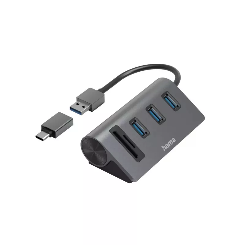 Hama 00200140 USB 3.2 Gen 1 tipo-A dokų stotelė / prievadų replikatorius, anglies pilka, juoda