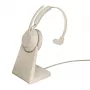 Jabra Evolve2 65 USB-C UC Chrg stand Mono - Smėlio spalvos, Belaidis, Biuro/Skambučių centro, 20 - 20000 Hz, 99.2 g, Ausinės, Smėlio