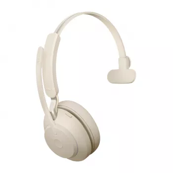 Jabra Evolve2 65 USB-C UC Chrg stand Mono - Smėlio spalvos, Belaidis, Biuro/Skambučių centro, 20 - 20000 Hz, 99.2 g, Ausinės, Smėlio