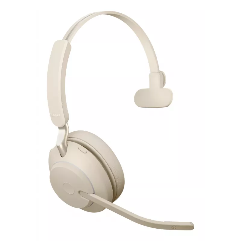 Jabra Evolve2 65 USB-C UC Chrg stand Mono - Smėlio spalvos, Belaidis, Biuro/Skambučių centro, 20 - 20000 Hz, 99.2 g, Ausinės, Smėlio